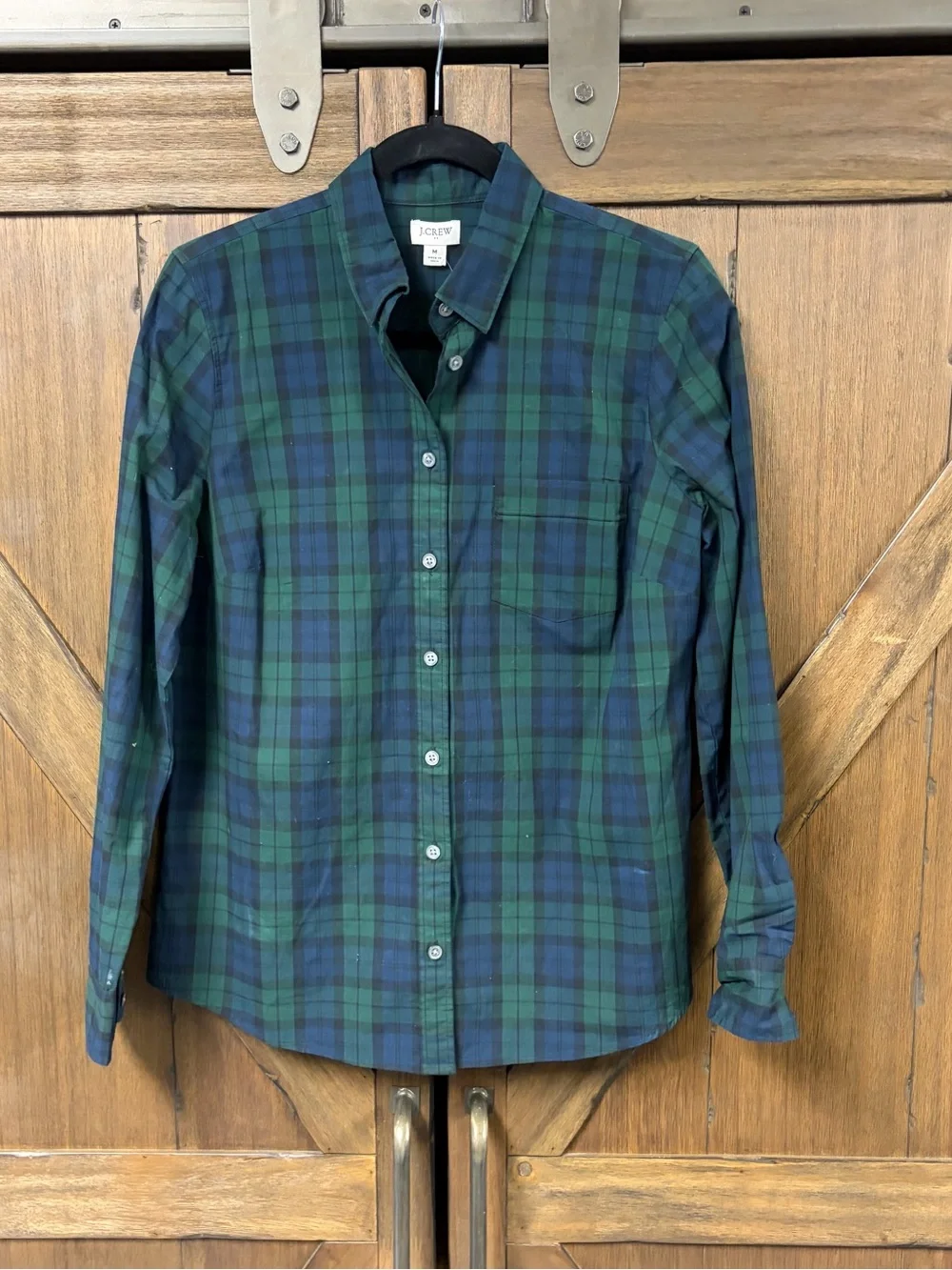 J. Crew Long Sleeve Plaid Cotton Poplin Stretch Business Casual Shirt Size M